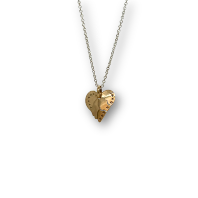 mini 14k gold tortured heart pendant