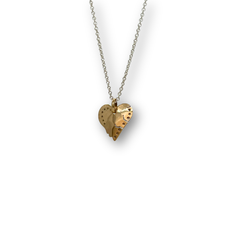 mini 14k gold tortured heart pendant
